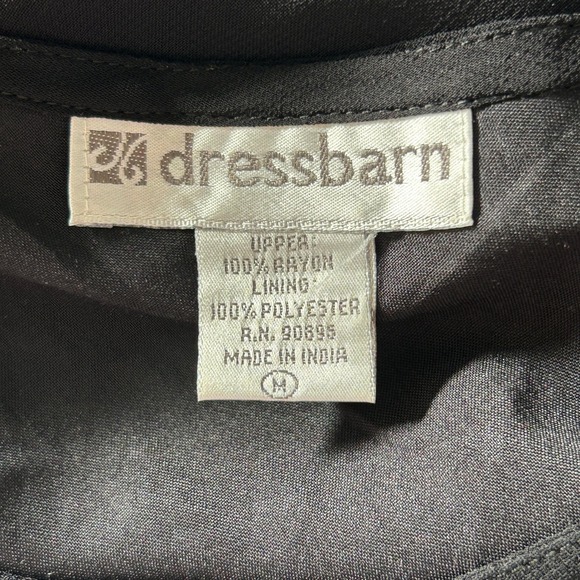 Dress Barn Women's Y2K Floral Beaded Sleeveless Black Rayon Dress - Medium - Picture 9 of 9